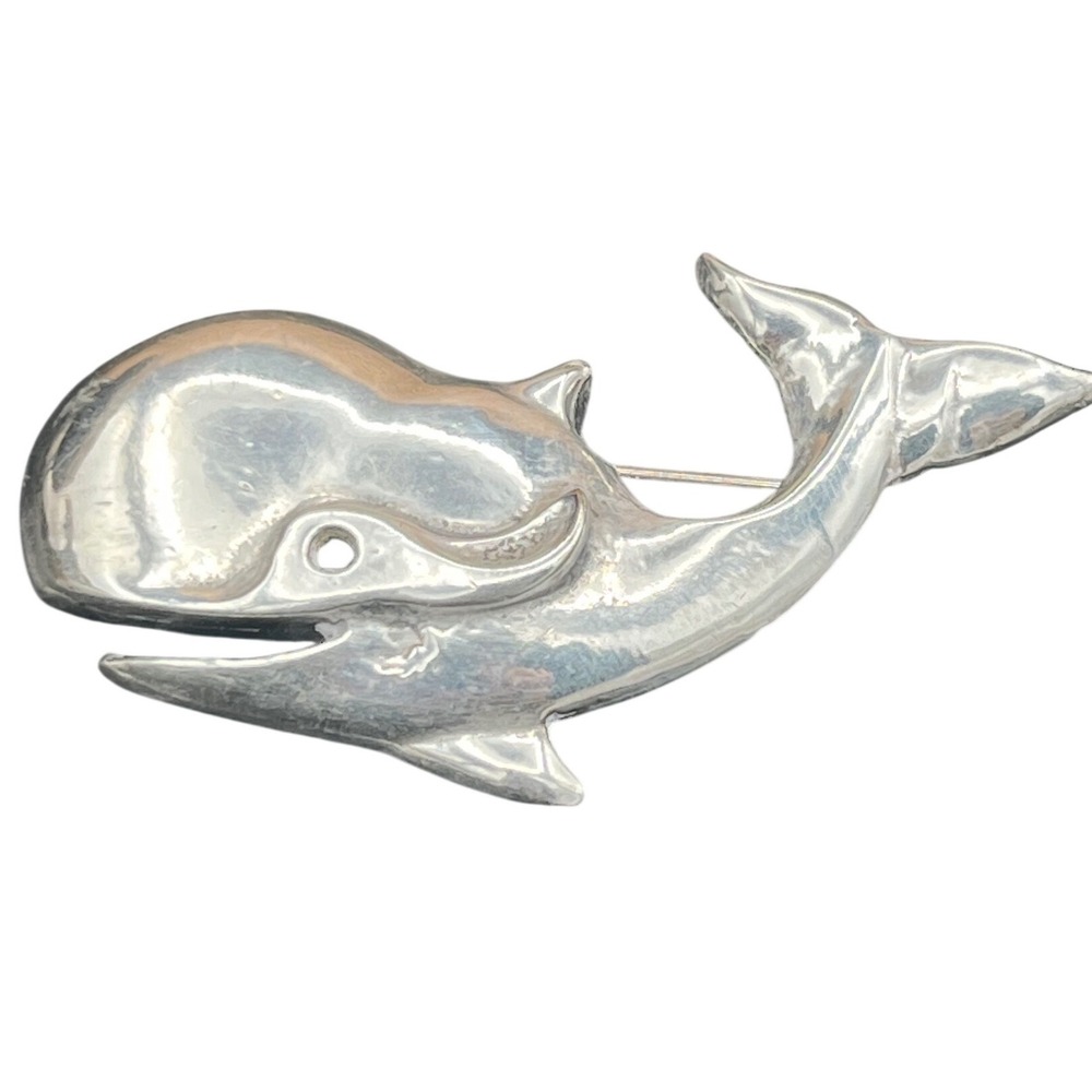 Vintage‎ Robert Zentall Whale Silver tone Jewelry Brooch
